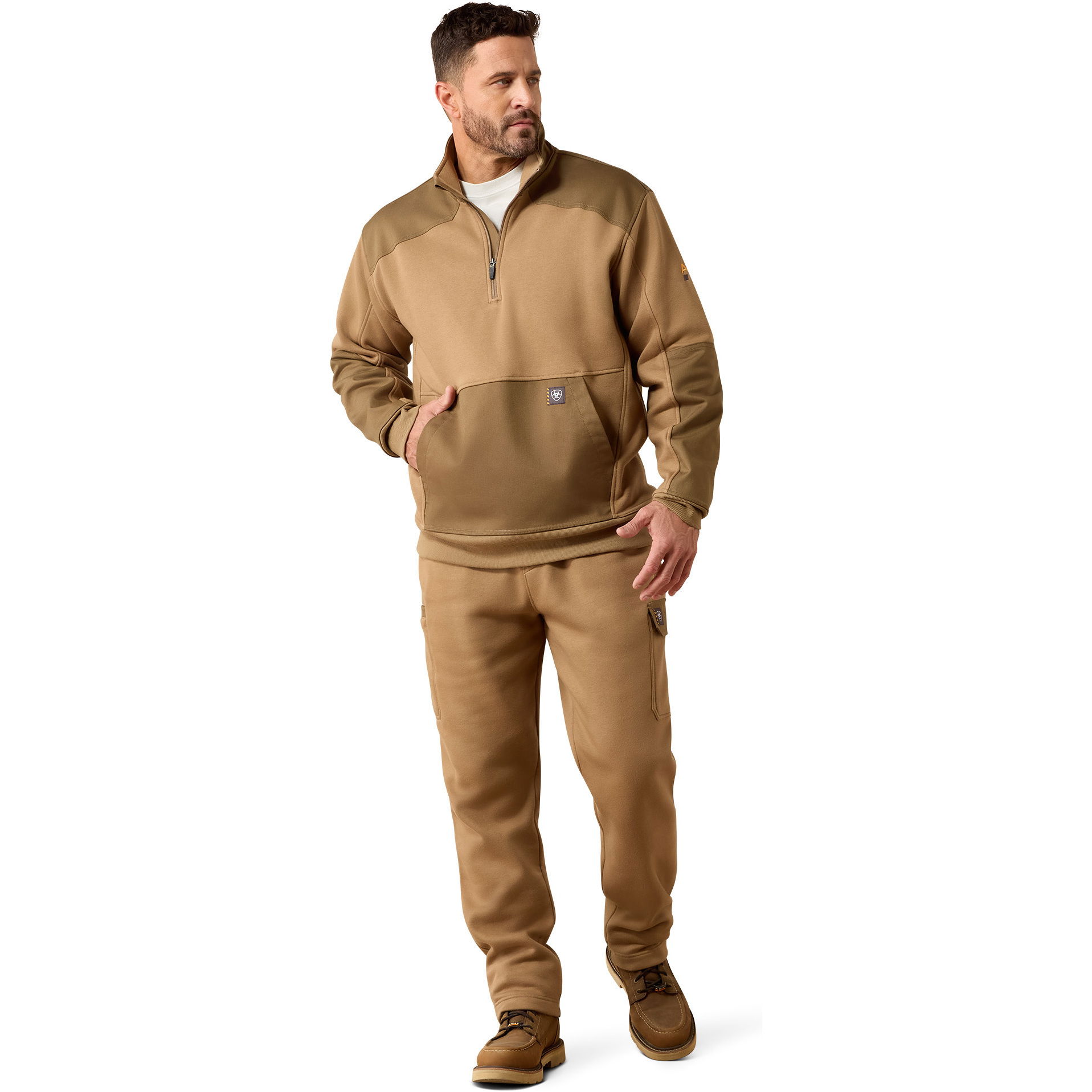 2026 Ariat Mens Rebar Workman Duracanvas 1/4 Zip Sweatshirt 10079171 - Field Khaki